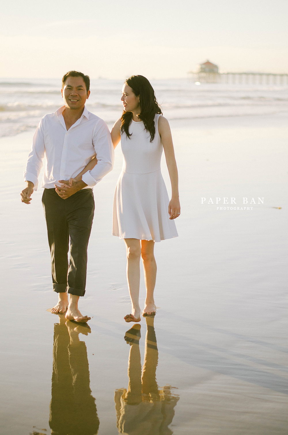 Paper Ban Photography Engagement Portraits at Huntington Beach